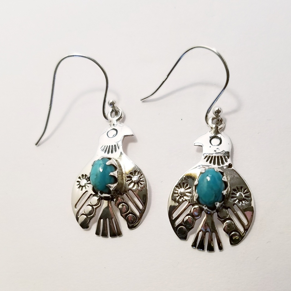 {925}Natural turquoise earrings